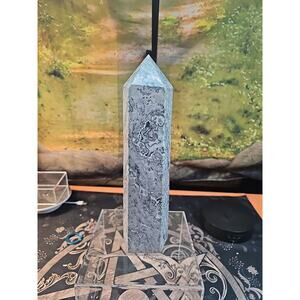7.05lb 12in Tall Crazy Lace Jasper Crystal Point Tower Healing